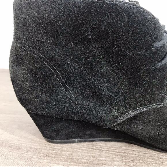 NINE WEST 00s Y2K Vintage Black Suede Wedge Ankle Booties - Picture 9 of 15